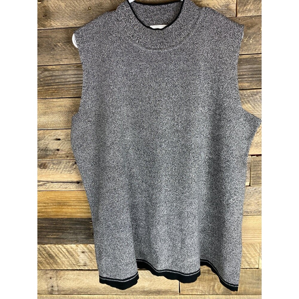 Liz Claiborne Women's Plus Sz 2X Sleeveless Heather Gray Cotton Sweater Top